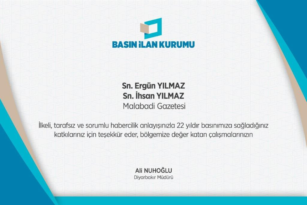 Malabadi Gazetesi'ne 22 Yıllık Hizmet İçin Teşekkür Plaketi