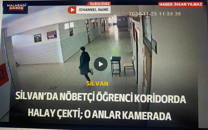 Silvan’da nöbetçi öğrenci koridorda halay çekti; o anlar kamerada